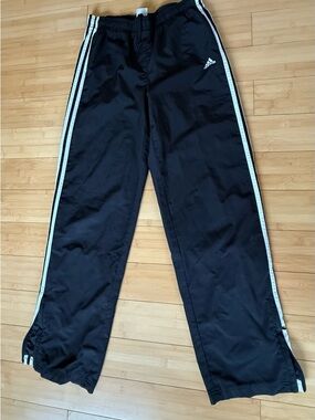 Adidas Black Track Pants with White Stripes size S women